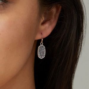 Kendra Scott Lee Silver Drop Earrings in Platinum Drusy